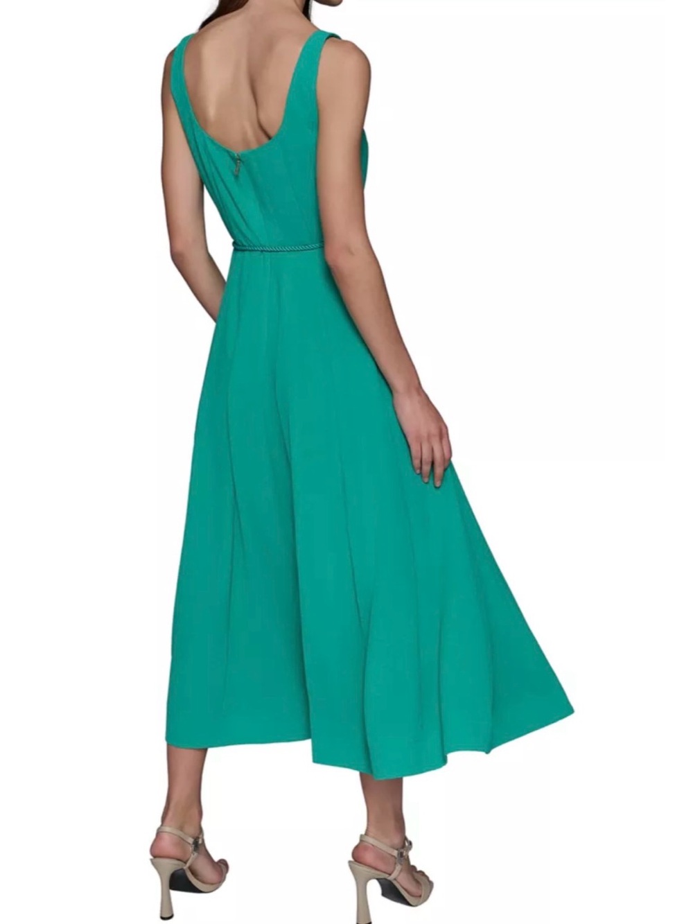 Karl Lagerfeld Paris Aero Wash Midi Dress, Rope Belt in Vivid Green SZ. 4 NWT
